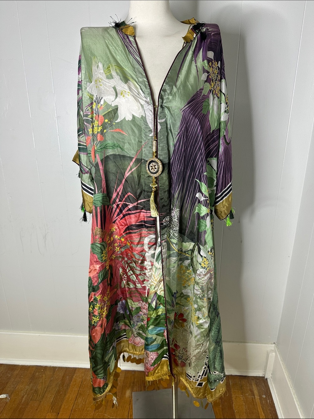 Vintage Handmade Pure Silk Indian Boho Duster